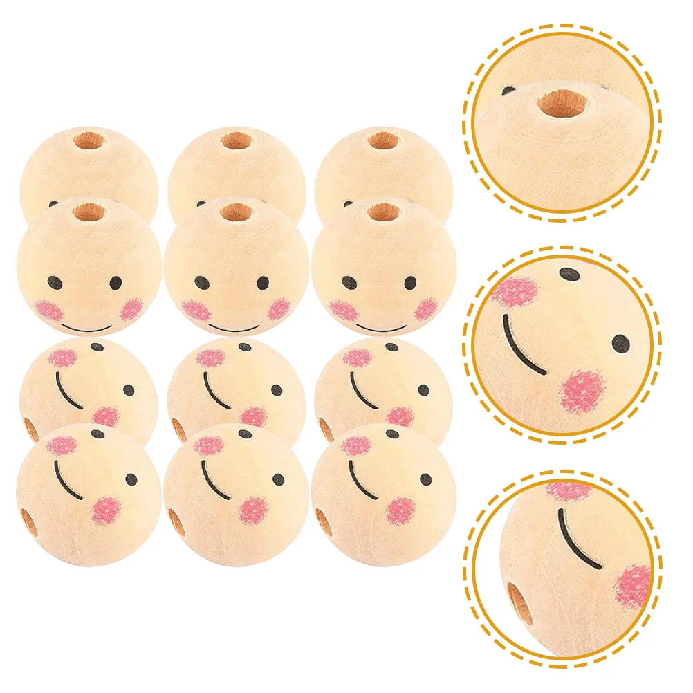 Sorriso Face Beads para Pulseiras DIY, Beading Spacer, Artesanato em Madeira com Buracos, Colar Infantil