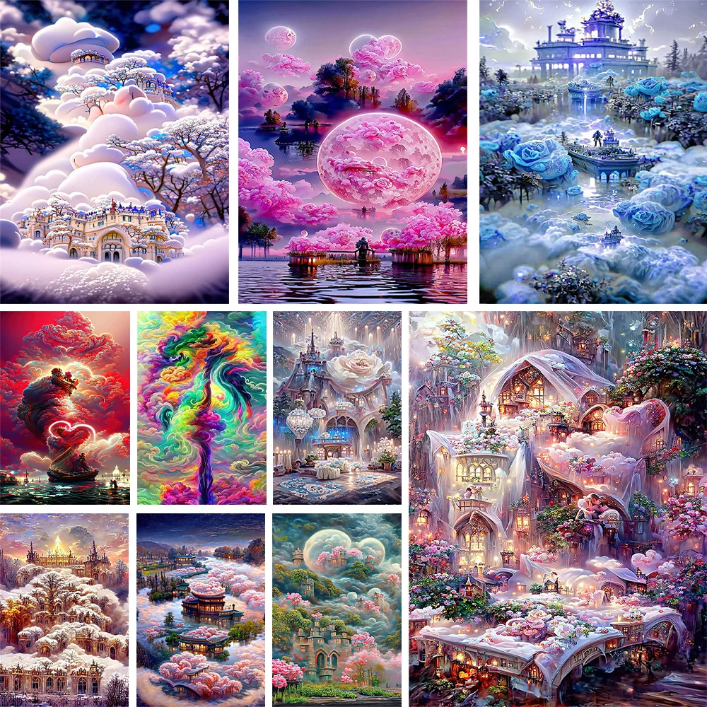 Landscape Wonder Land Printed Canvas Cross Stitch Kit DIY Embroidery Handmade Sewing Handicraft Craft Different Promotions Sales