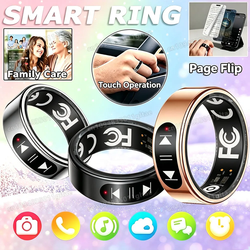 New Smart Ring Electronic Book Short Video Control Wireless Charging Health Manager Waterproof For Android IOS Page Turning Ring