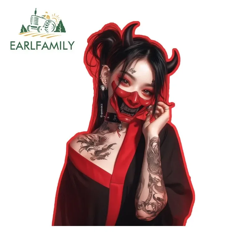 Female Samurai Vinyl Sticker,JDM Car Decal,Artistic Occlusion Design, Waterproof Racing Decor for Bicycle, Flask & Electric Bike