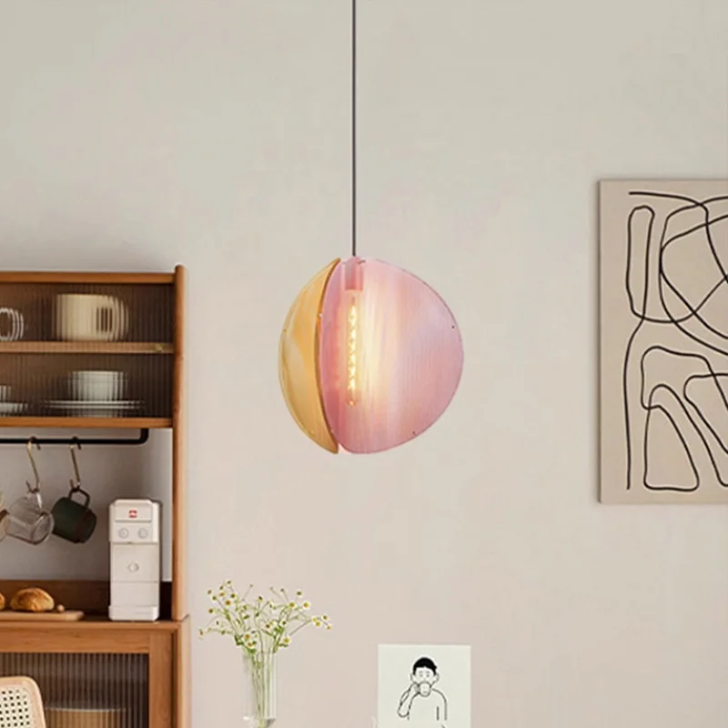 2025 Modern Planet Themed Pendant Lamp Spherical Brass Pink Gray Finish Dimmable Ceilings Lustre Dining Room