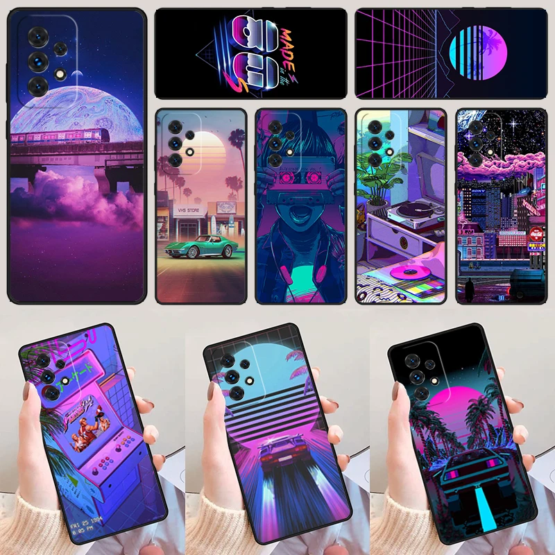 Synthwave 80's Retro Art phone case For Samsung Galaxy A42 A31 A40 A51 A71 A32 A80 A91 A52 A72 A20e A21S A50 A70 A11 A12 Cover