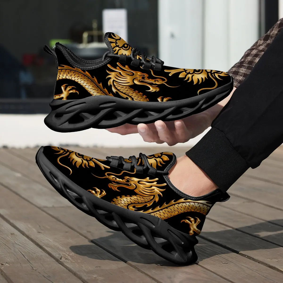 

Unisexm Men Sneakers Dragon Themed Breathable Lightweight Low Top Shoes Women Lace-Up Running Hiking Casual Sports Footwear