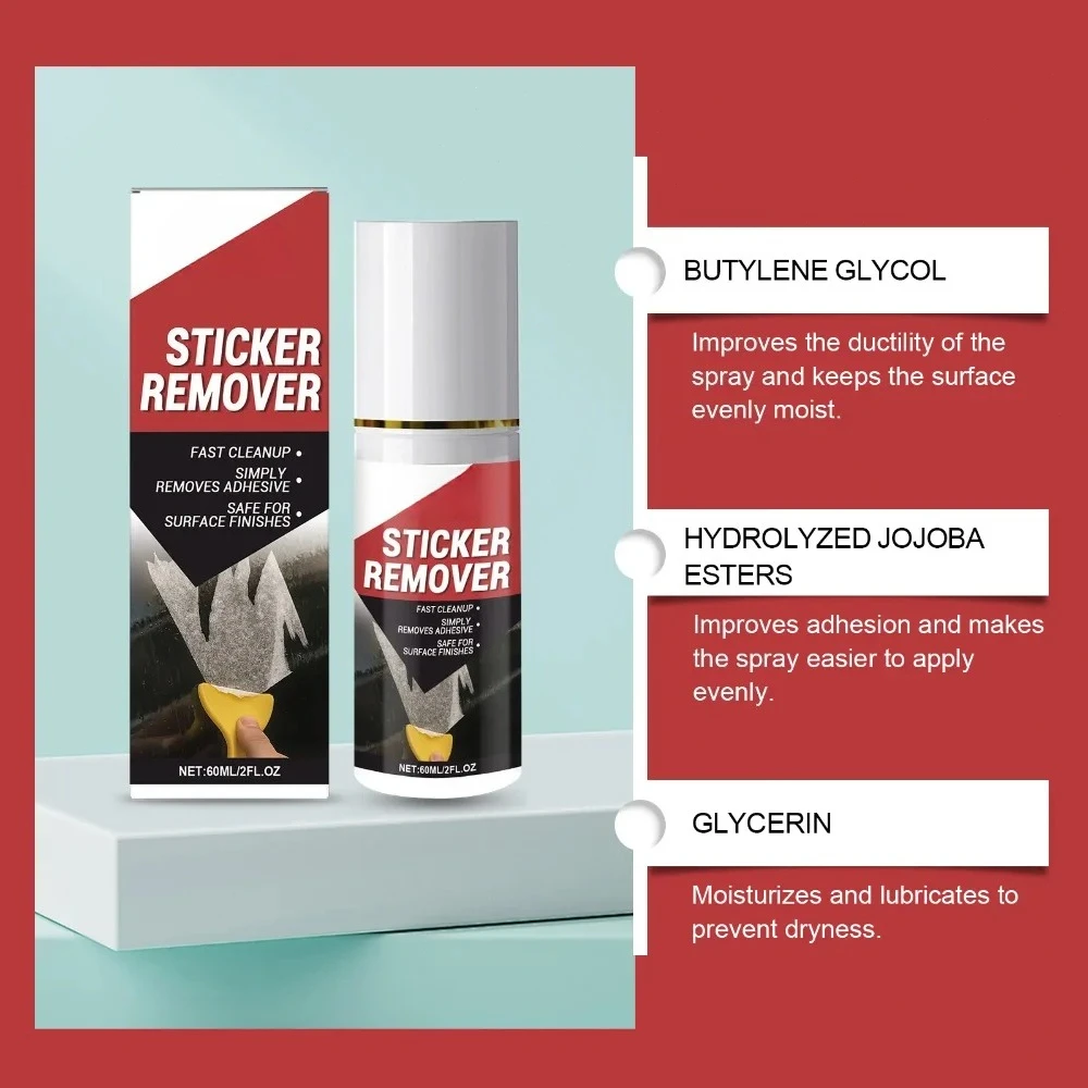 Powerful Automotive Adhesive Remover Spray Dissolves Sticky Tap Glue Decal Residue from Car Glass Metal Plastic Includes Tools