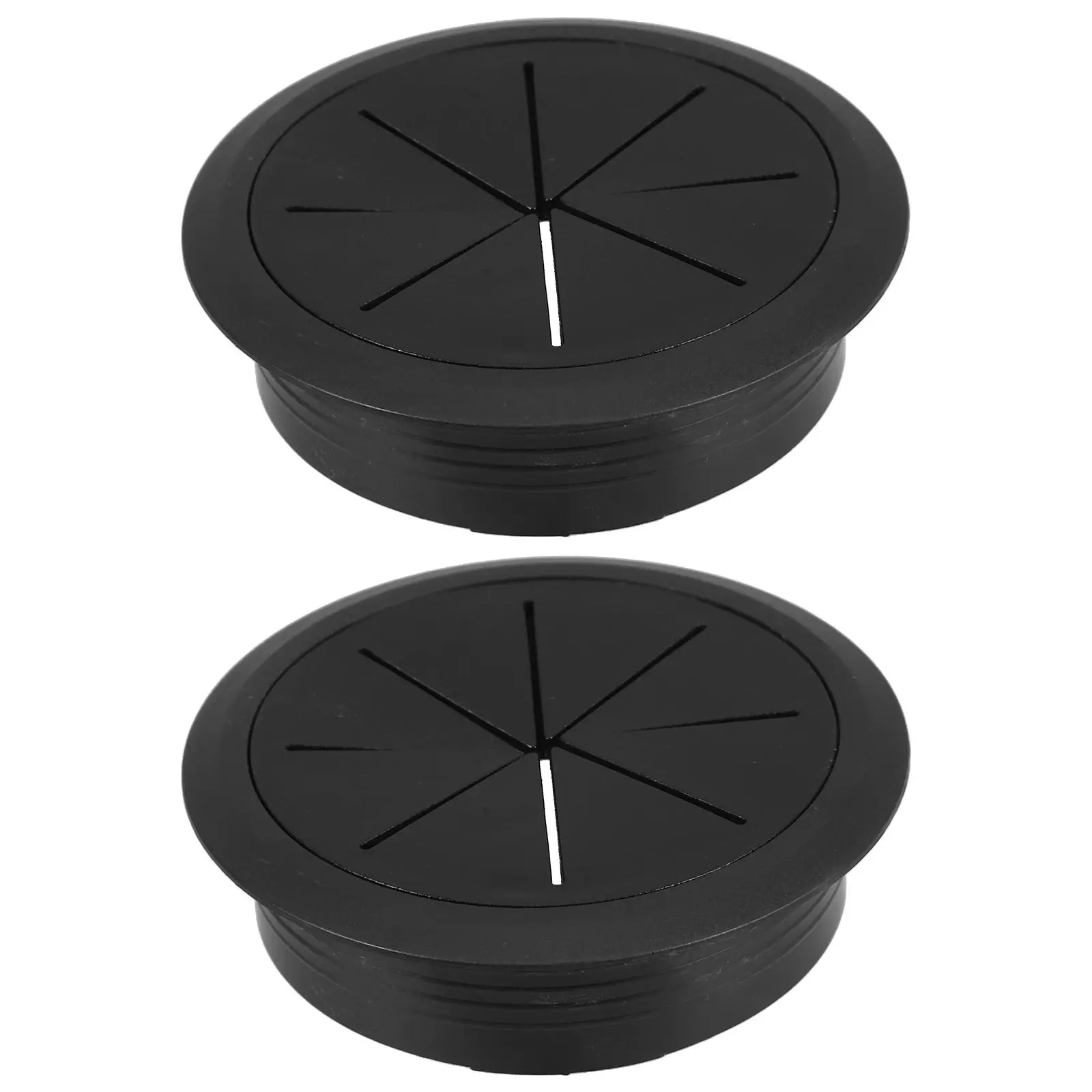 2Pcs Desk Cable Grommets Round Wire Hole Cover for Computer Desktop Organization Flexible Fire Resistant Black Cable Management