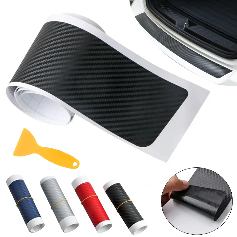 Carbon Fiber Car Door Sill Stickers Footrest Anti-collision Protection Decorative Strip Door Sill Anti-scratch Stickers CarParts