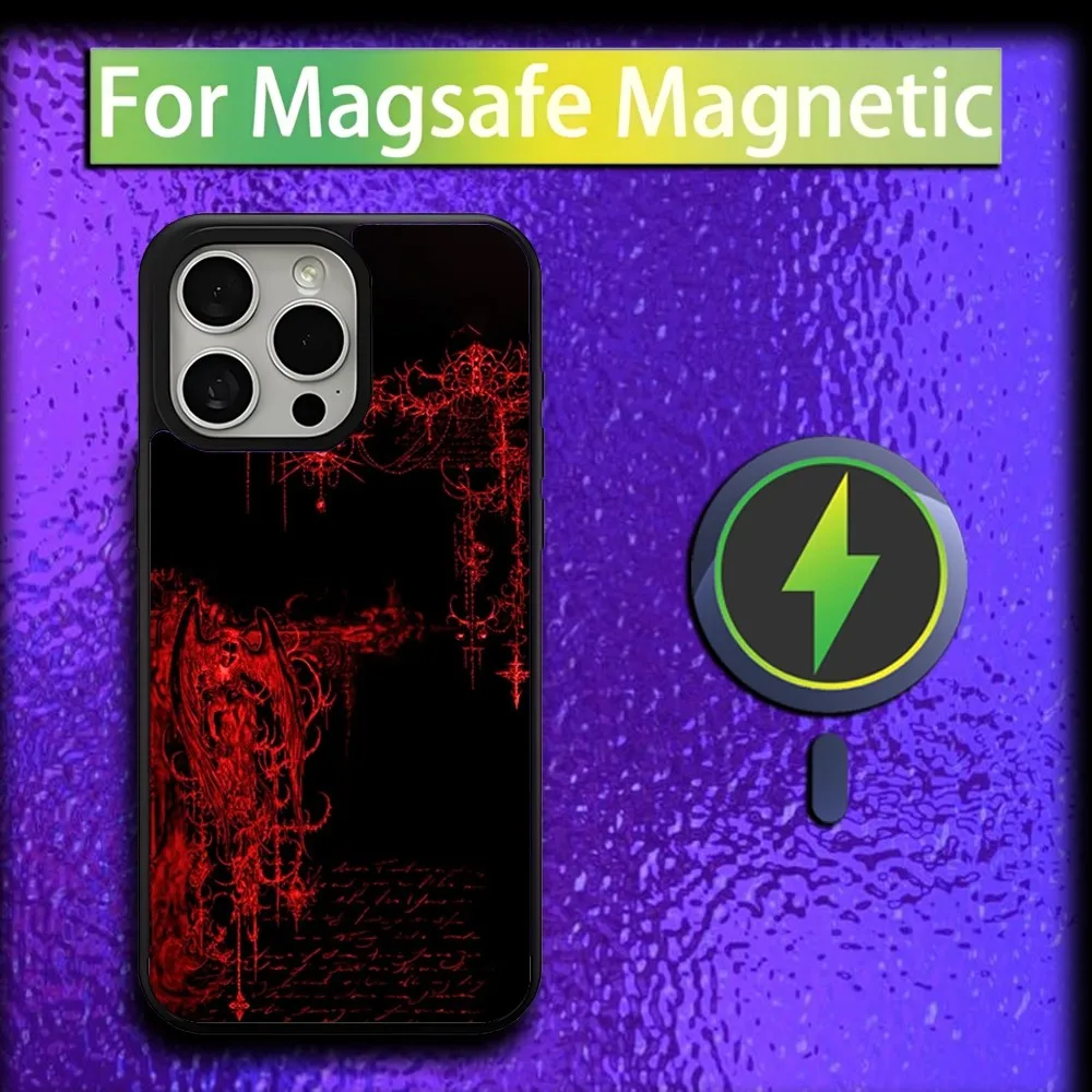 Gothic Cyber Sigil Cross Phone Case For iPhone 16,15,14,13,12,11,Plus,Pro,Max,Mini Magsafe Magnetic Wireless Charging