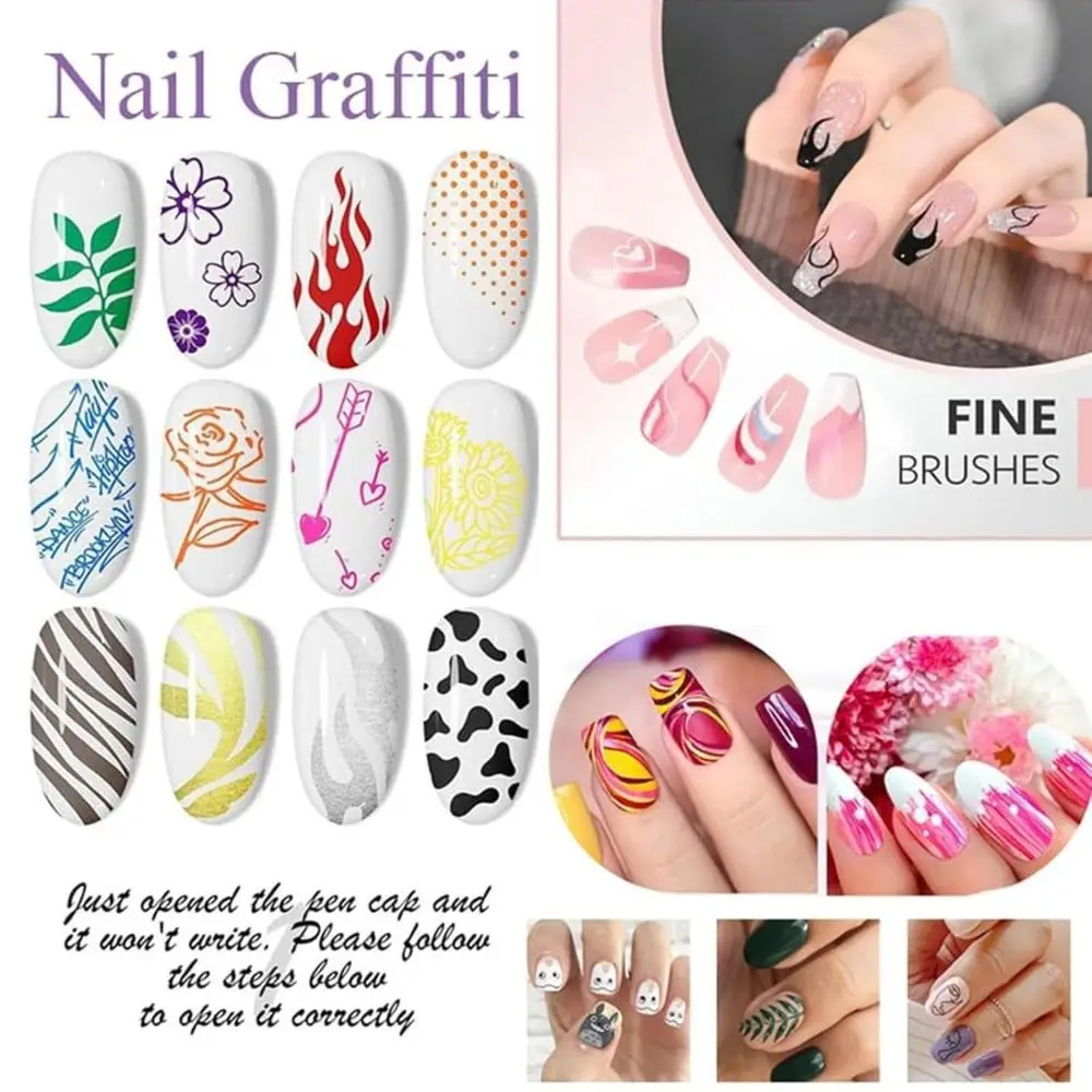 Nowe 12-kolorowe markery do zdobienia paznokci żelowych, wodoodporne, do samodzielnego tworzenia wzorów, pisaki do graffiti na paznokcie, dekoracje do paznokci, markery do zdobienia paznokci.