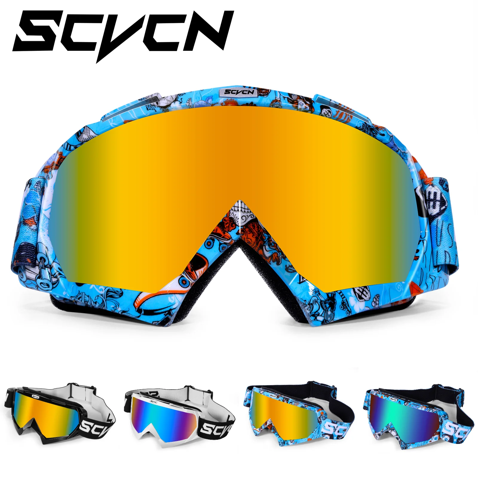 

SCVCN Motocross Eyewear Windproof Sunglasses Glasses Motorcycle Man ATV Mask Skiing Cycling Snowmobile Off-Road Snow Goggles