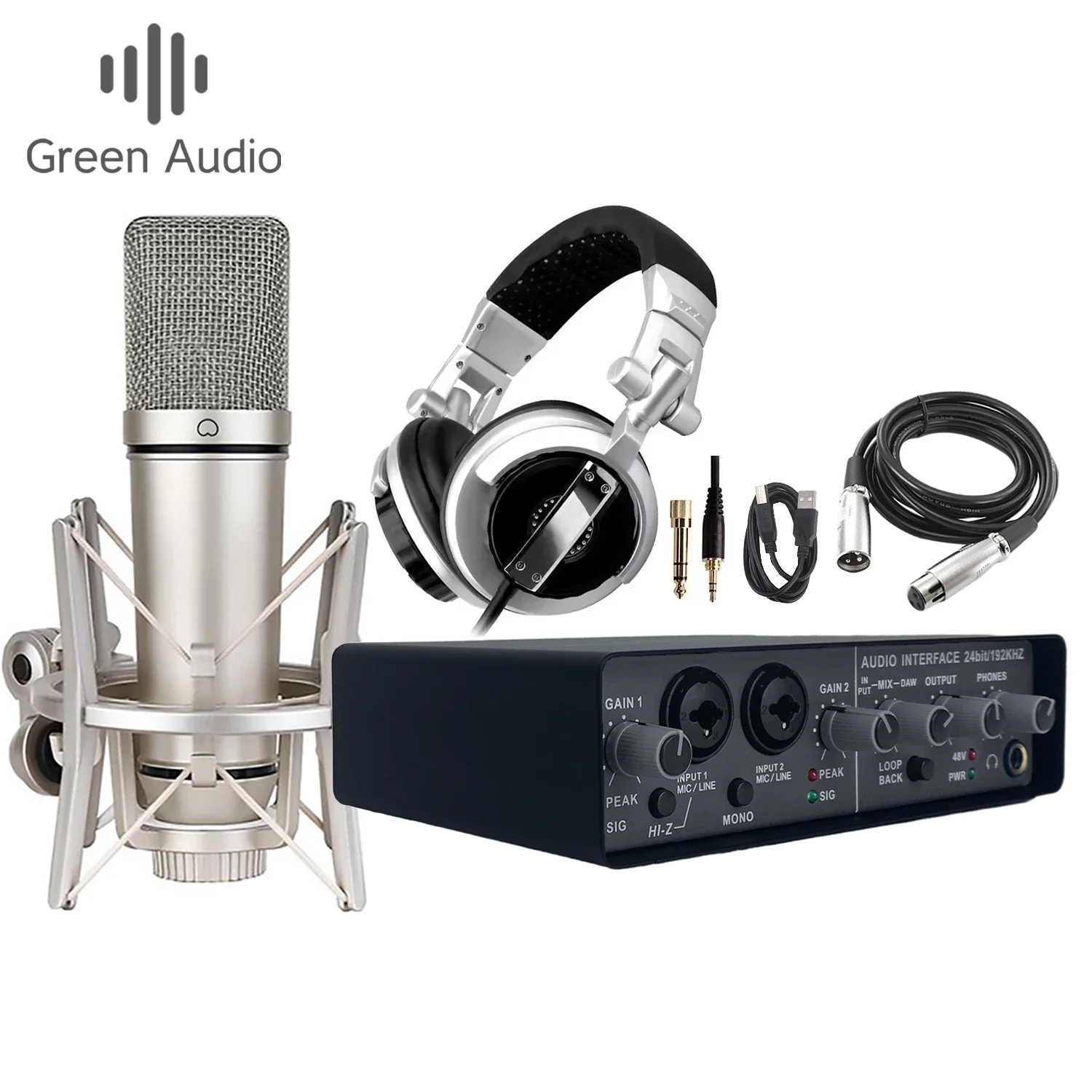 

GAX-MD23F Professional Studio Usb Audio interface recording Microphone Headphone home music singing Broadcast Equipment Kit