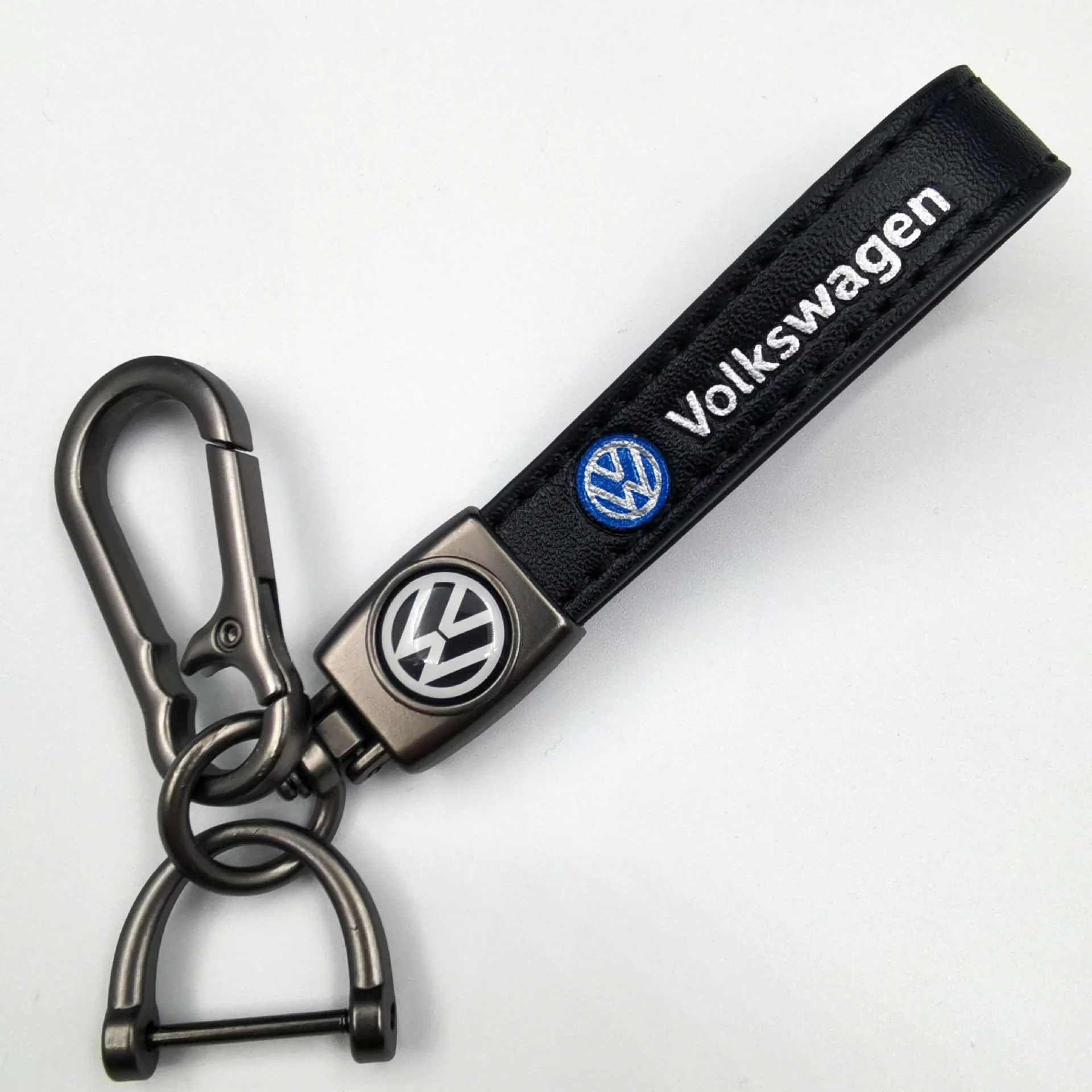 3D Metal Leather Keychain For Volkswagen VW R GTI Golf 5 7 Caddy Passat b6 Tiguan Polo Car Logo Key Chain Auto Decor Accessorie