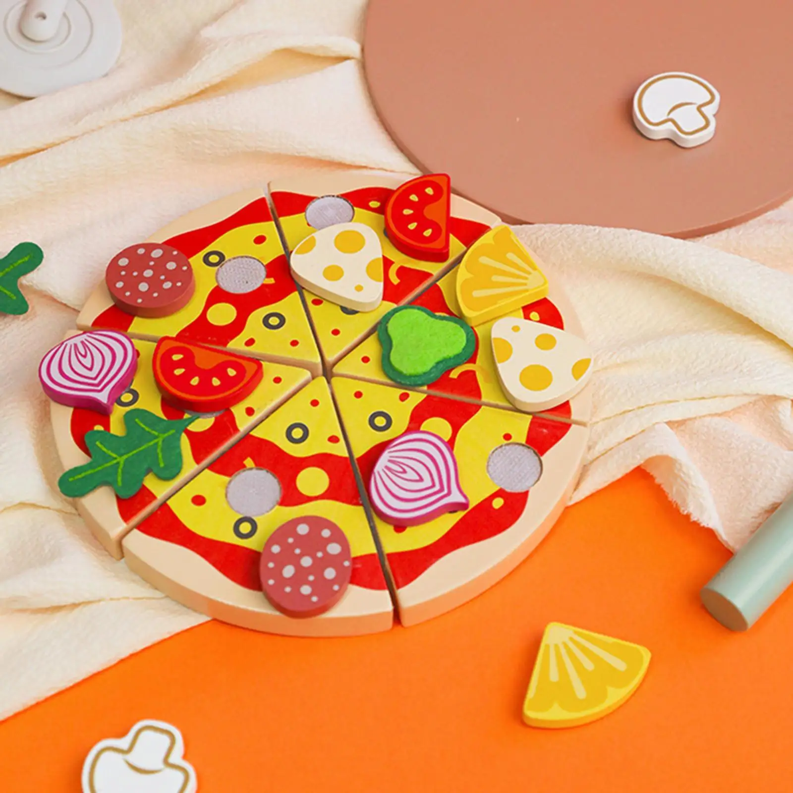 

Wooden Pizza Toys Montessori Toy Pretend Play for Toddlers 3 4 5 Year Old