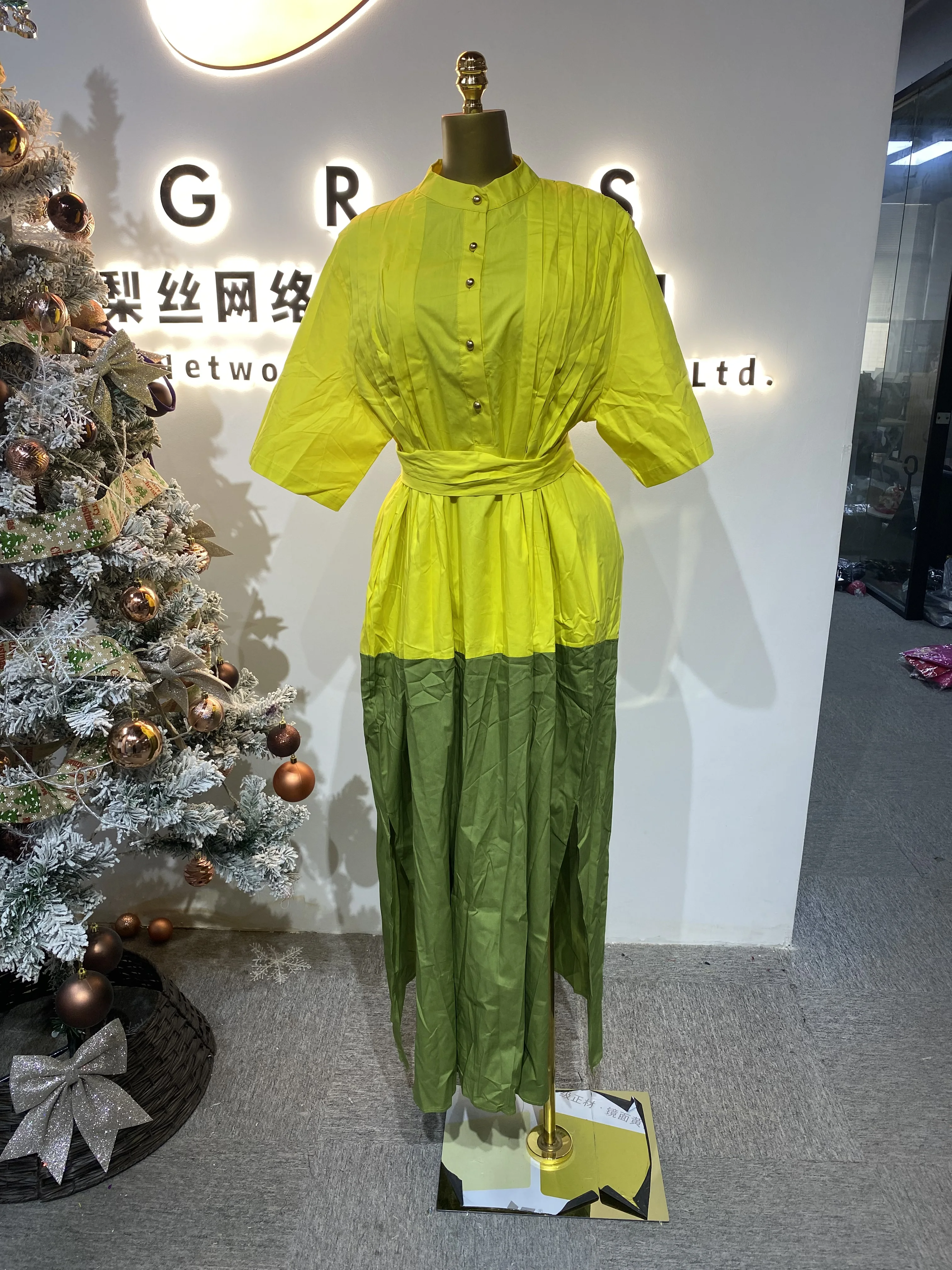 

Retro style women's fashion O-neck lantern sleeves casual ribbon sexy hook flower-GZMM049