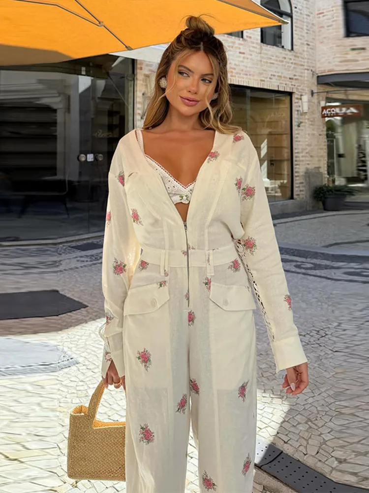 Elegant Long Sleeve Female Loose Playsuit Fashion Floral Printed Women Long Jumpsuit 2026 Summer Lady Vacation Outfit Streetwear