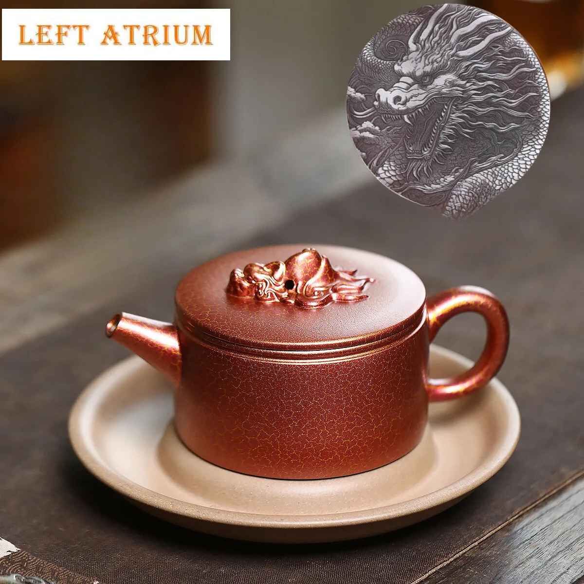 

280ml Yixing Purple Clay Teapot Handmade Large Caliber Pot Raw Ore Dragon's Blood Sand Conch Roasting Tea Maker Kettle Zisha Tea