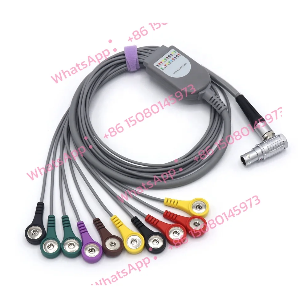 GE SEERs 12 Channel 2107229-001 Compatible Holters ECG Cable 10 Lead Snap