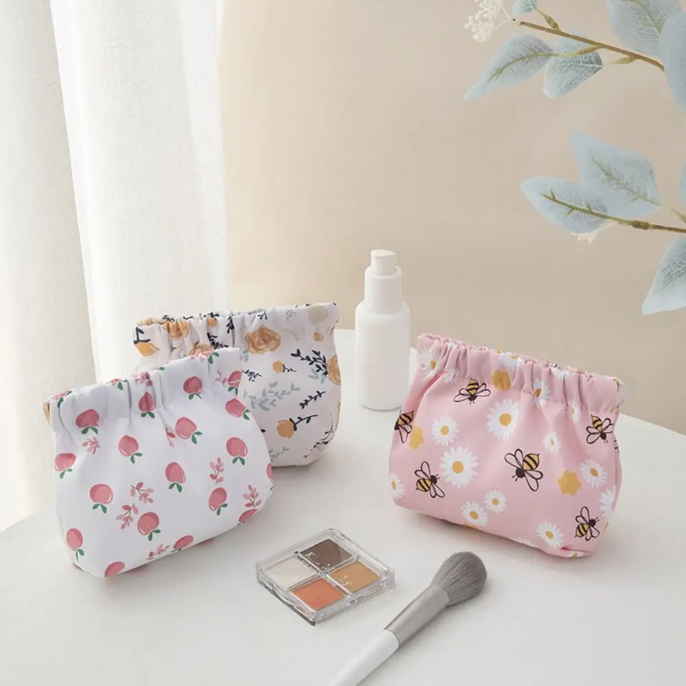 Fashion Cloth Shrapnel Bag Automatic Closing Portable Cosmetic Bag Coin Purses