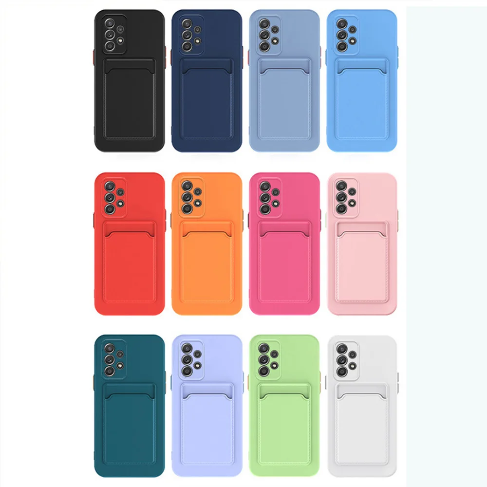 Soft Silicone Case For Samsung Galaxy A35 A55 A15 A25 A54 A34 A14 A33 A23 A24 A73 A53 A52S A72 A05 A05S Card Holder Wallet Cover