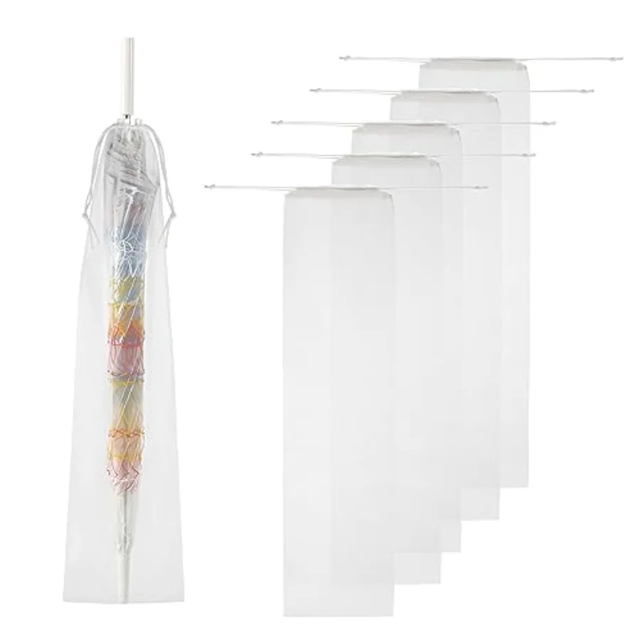 6 Pcs Umbrella Bags Wet Umbrella Covers Translucent Stick Umbrella Waterproof Storage Bag Travel Umbrellas Sleeves Reusable Umb