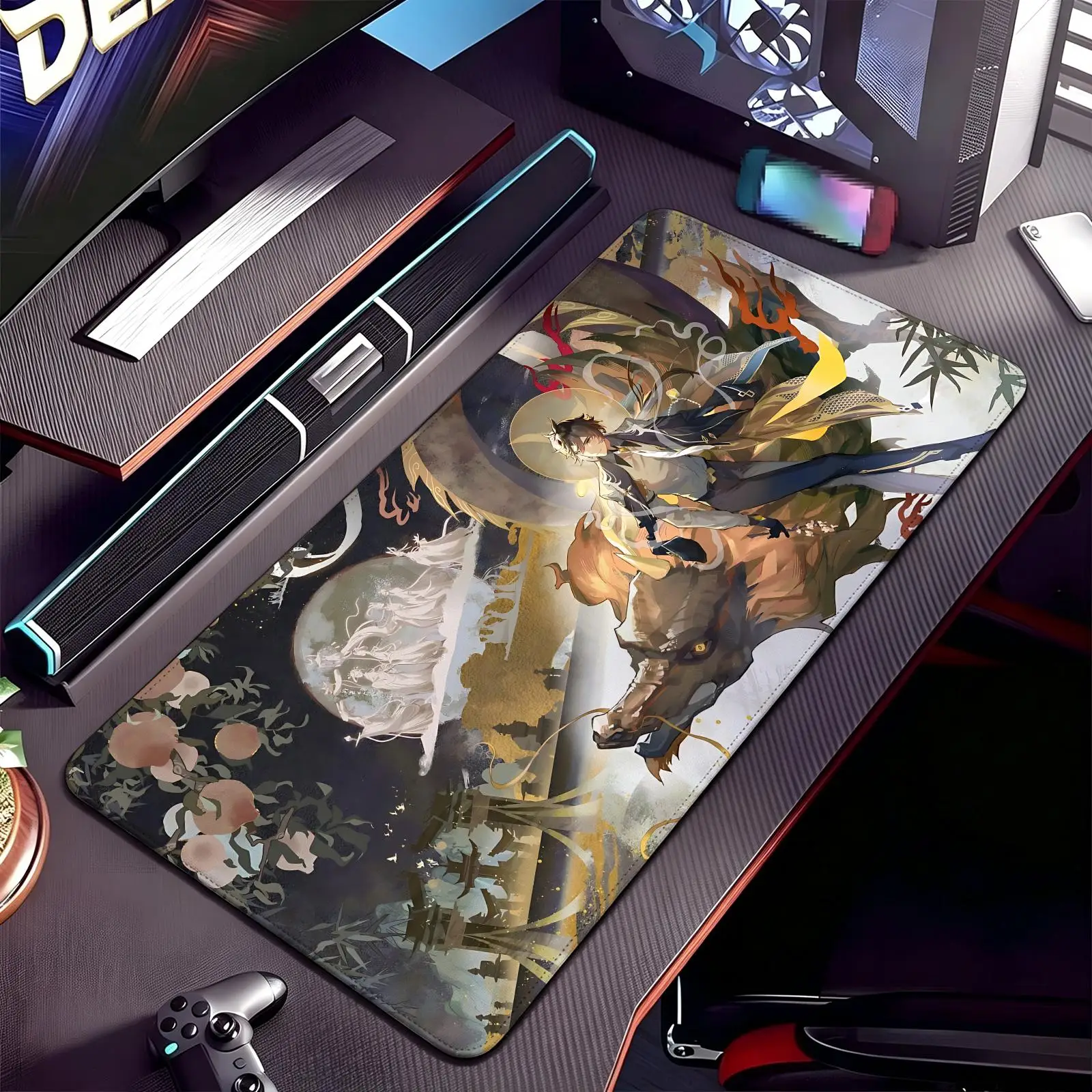 Mouse Pad XXL Anime Mouse Pad, stitched wearproof edge, smooth non-slip mat for desktop & laptop games Genshin Impact ZhongLi