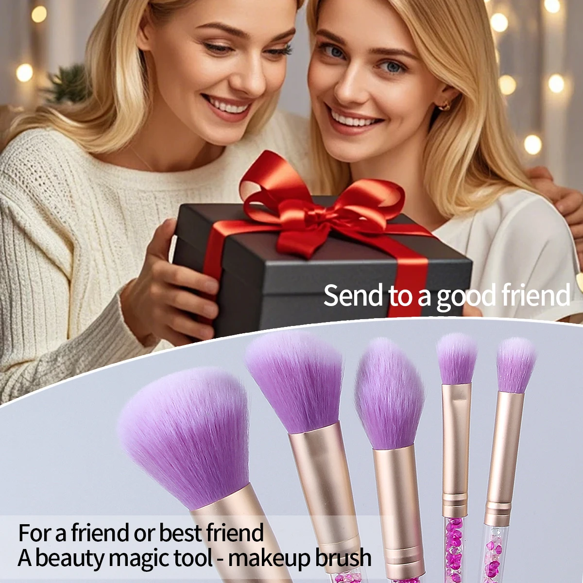 Pennello per cipria morbido da 6 pezzi, pennello per contorno, pennello per fard, pennello per ombretto, set di pennelli per trucco e secchio per riporre paillettes, strumenti di bellezza