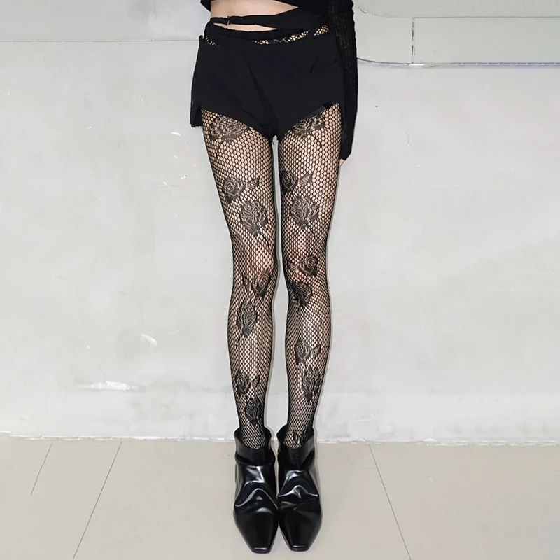 2026 New Lace Patterned Fishnet Tights for Women Valentine's Day Fishnet Stocking Floral Tight Legging Summer Y2K Pantyhose
