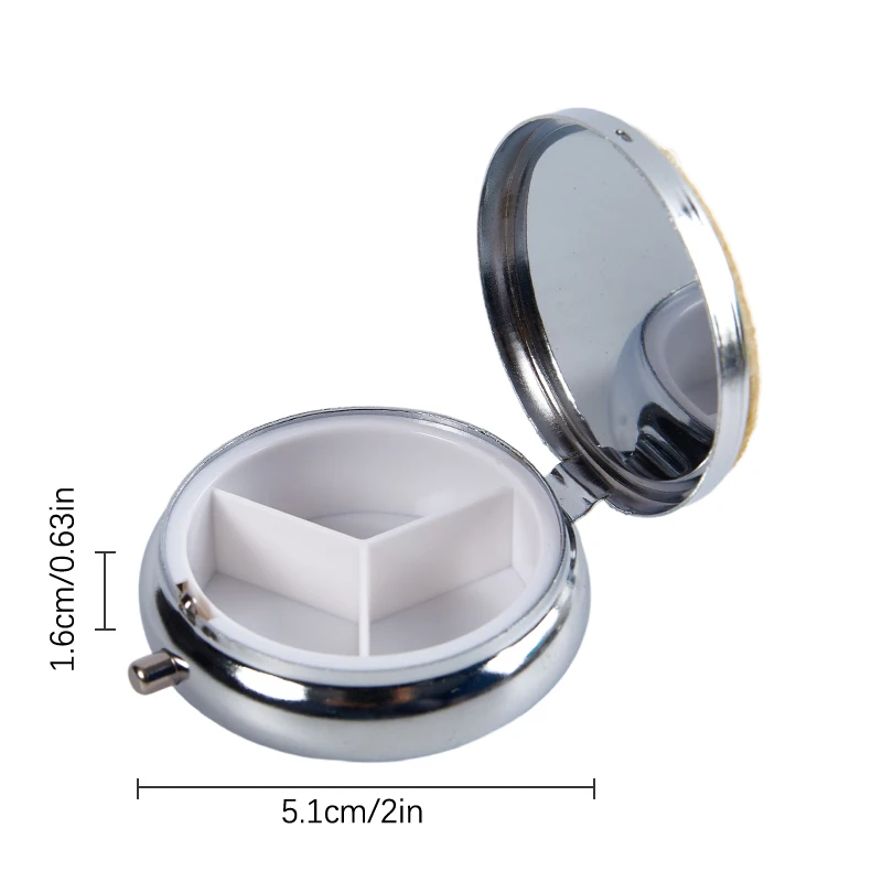 Medicine Metal Round Organizer Portable Pill Box Folding Makeup Storage Container Space Advantageous Container Medicine PillCase