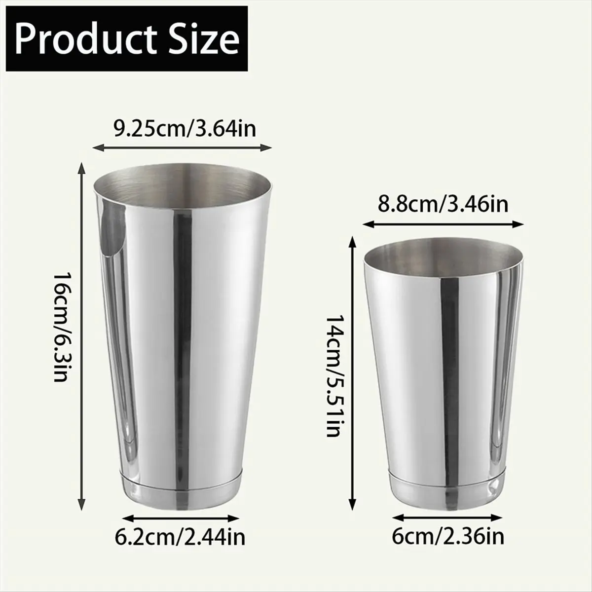 Boston Cocktail Shaker Set, 17 Oz and 24 Oz Professional Bar Tools for Bartender,Drink Mixer for Bartending (Silver)