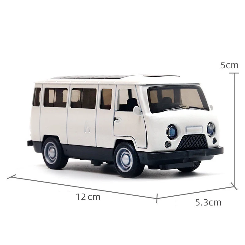 1:36 Alloy Vintage Diecast Car Model Cute Cartoon Van Classic Pull Back Car Model Miniature Vehicle Replica For Collection Gift