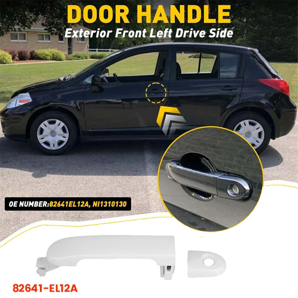 82641-EL12A Front Driver Side Exterior Door Handle W/Keyhole for Nissan Versa 2007-2012 Outside Door Puller 82641EL12A A