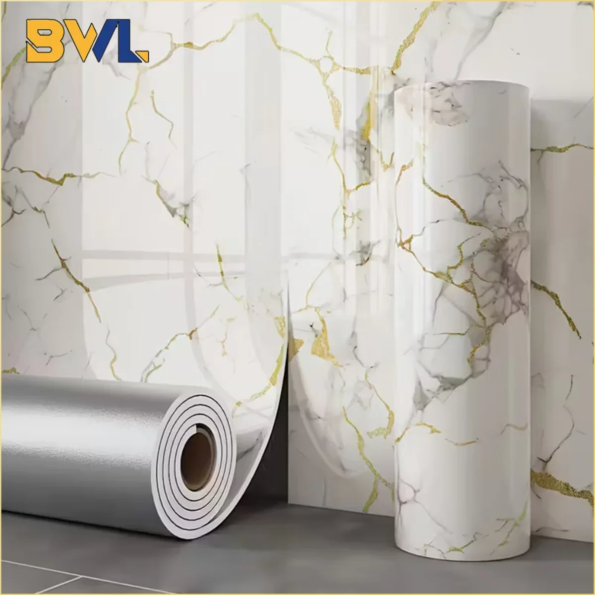 1 لفة الرخام تقليد ذاتية اللصق الجدار ملصق سميكة مذهب الفاخرة التلفزيون خلفية خلفية مقاوم للماء Oilproof ديكور المنزل #1
