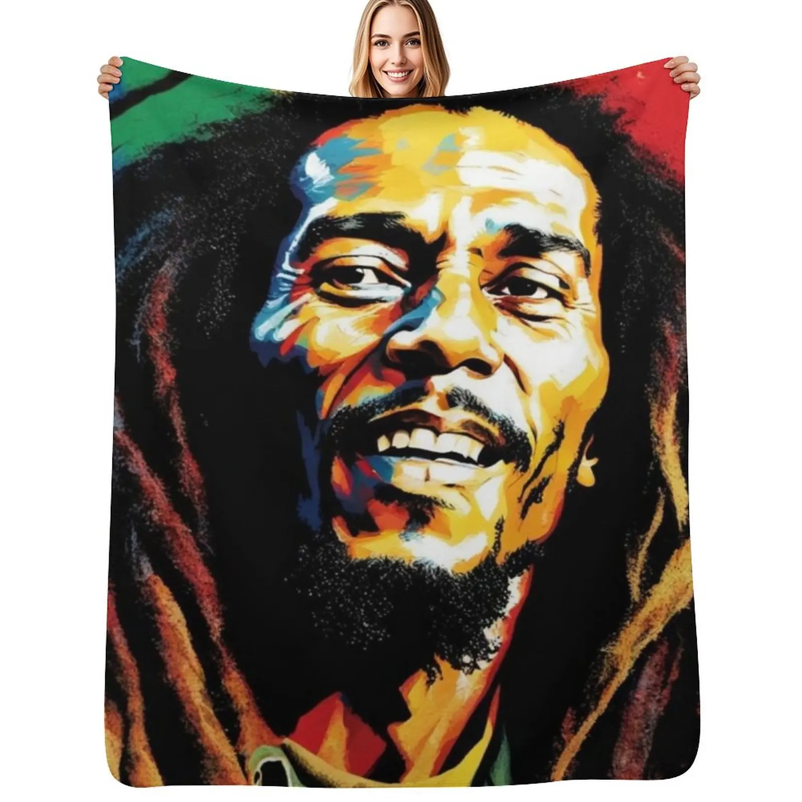

Bob Marley Throw Blanket Outdoor Soft Blanket for Picnic Beach Camping