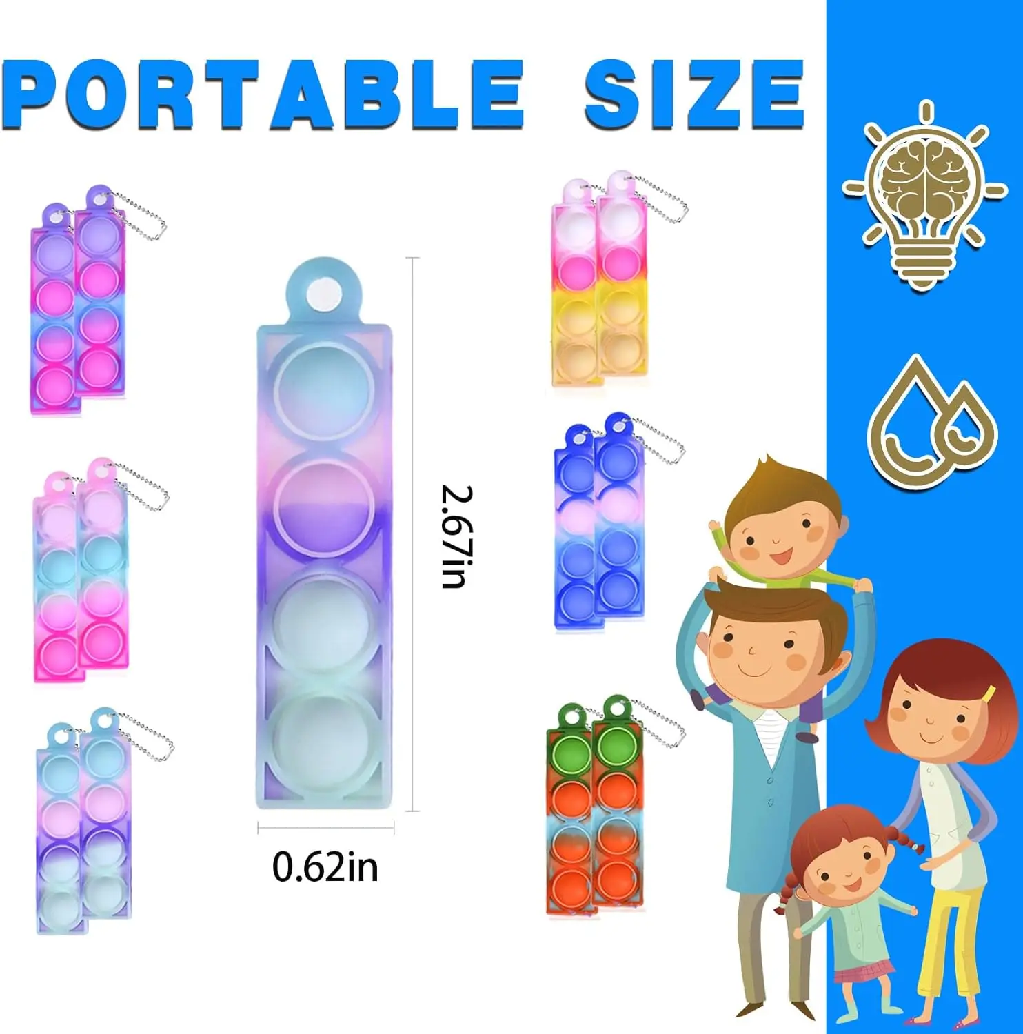 10/20/30/80/150 Pcs Mini Pop Keychain Fidget Toy - Sensory for Kids Birthday Party Favors Classroom Prizes - Pop Keychain Toy view 2