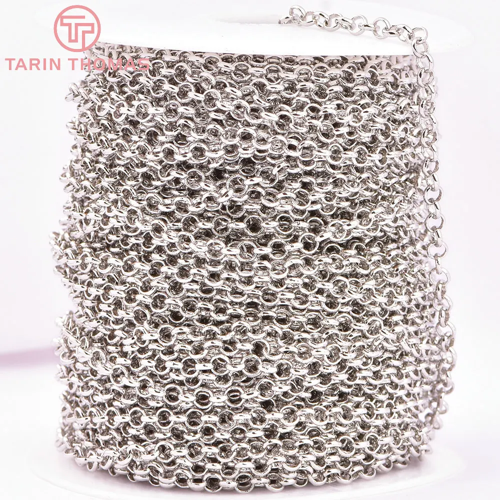 (4292)2 Meter 2MM 2.5MM 3MM 24K Champagne Gold Color Plated Brass Round Link Chains Necklace Chains Quality Jewelry Accessories