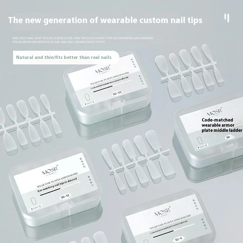 100PCS/Box Clear Coffin Press On Nails - Artificial False Nail Tips with XS/S/M Sizes, Manicure Extension Tools for DIY Salon