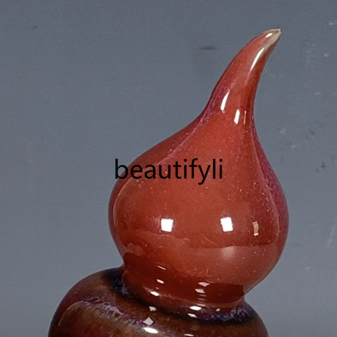 Old goods porcelain Song Jun porcelain red glaze kiln change green color gourd vase