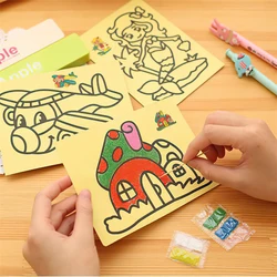 1/2/4/8Sets Children Drawing Sand Painting Pictures Kid DIY Crafts Education Toy for Boys Girls Schedule Sticker Cartoon Pattern