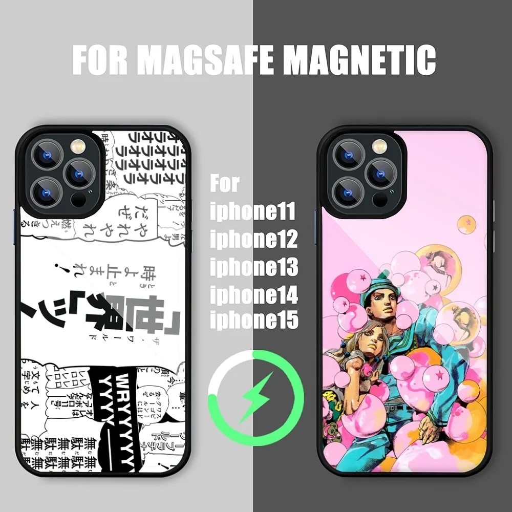 Bilibili JoJos Bizarre Adventure Phone Case iPhone 15 14 11 12 13 Pro Max Plus Magnetic Wireless Charge Cases Cover