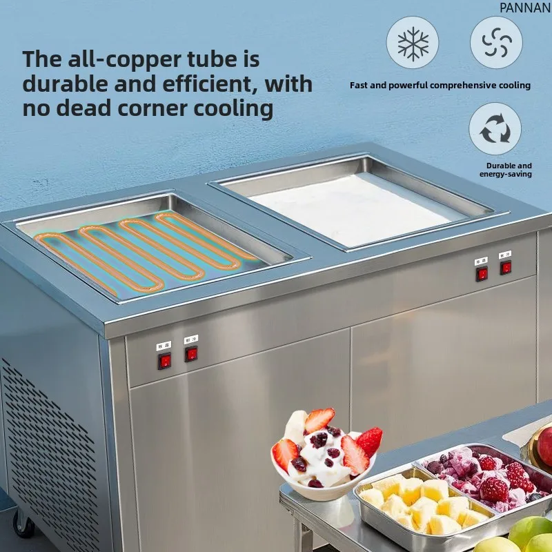 

Thick cut fried yogurt machine Commercial fried ice machine Snowflake cheese fruit ice cream machine