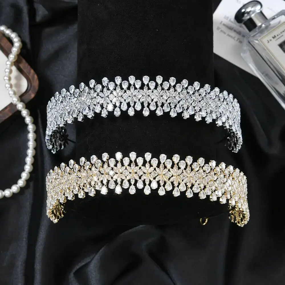 

Повязки на голову с кубическим цирконием, женские свадебные украшения для волос, головной убор, свадебная тиара для женщин, диадема, вечерние повязки для выпускного вечера невесты