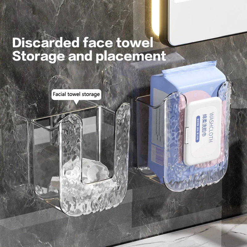 Bathroom Accessories Punch-Free Tissue Box Waterproof Wet Wipes Box Suction Cup Wall-Mounted Paper Storage Box Transparent