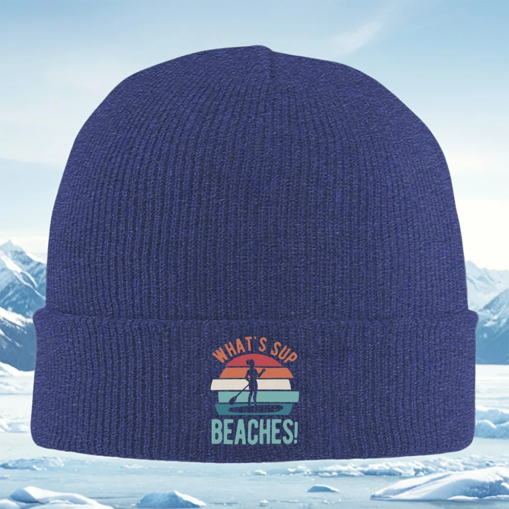Женская весло, закат, вода, пляжная шапка для мужчин и женщин, унисекс, вязаная шапка, шапка-пуловер, зимняя теплая теплая рождественская уличная велосипедная шапка
