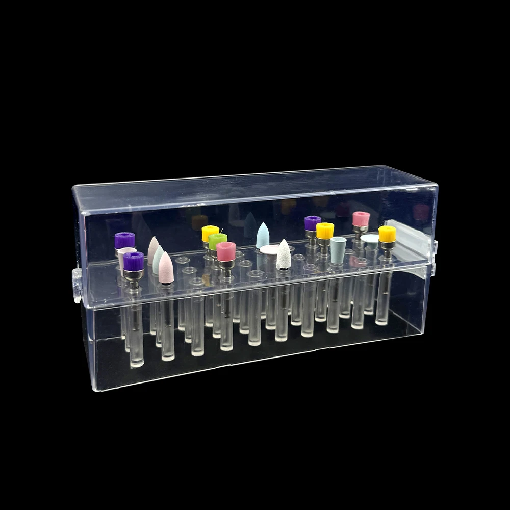 

30 Hole Plastic Dental Bur Holder Box With Clamshell Dentistry Grinding Head Endo File Holder Instrument Drill Disinfection Case