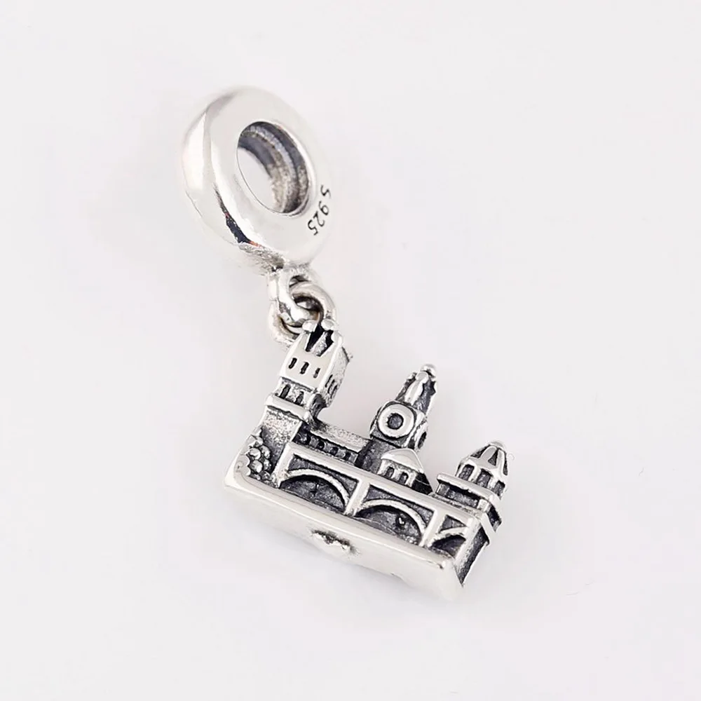 925 Sterling Silver Bead Big Ben Roman Colosseum Charles Bridge Pendant Charm Fit Pandora Women Bracelet Bangle Gift DIY Jewelry