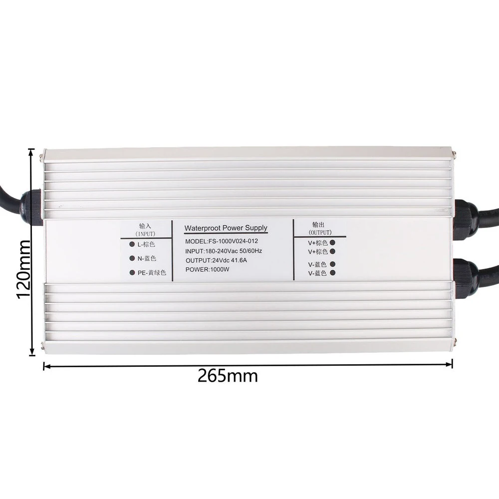 1000W Waterproof Switching Power Supply AC180‑240V to DC24V 41.6A Voltage Stabilizer Transformer Overload Overcurrent Protection