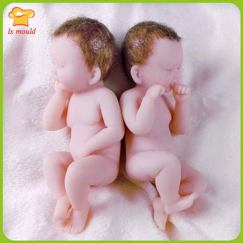 

3D Baby Boy Girl Mold Polymer/Clay/Cold Porcelain/Wax Fondant Cake Decoration Silicone Molds Baking Mould - Twin Pressing