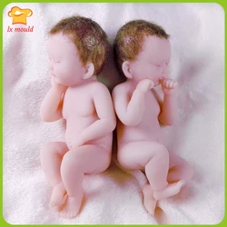 3D Baby Boy Girl Mold Polymer/Clay/Cold Porcelain/Wax Fondant Cake Decoration Silicone Molds Baking Mould - Twin Pressing