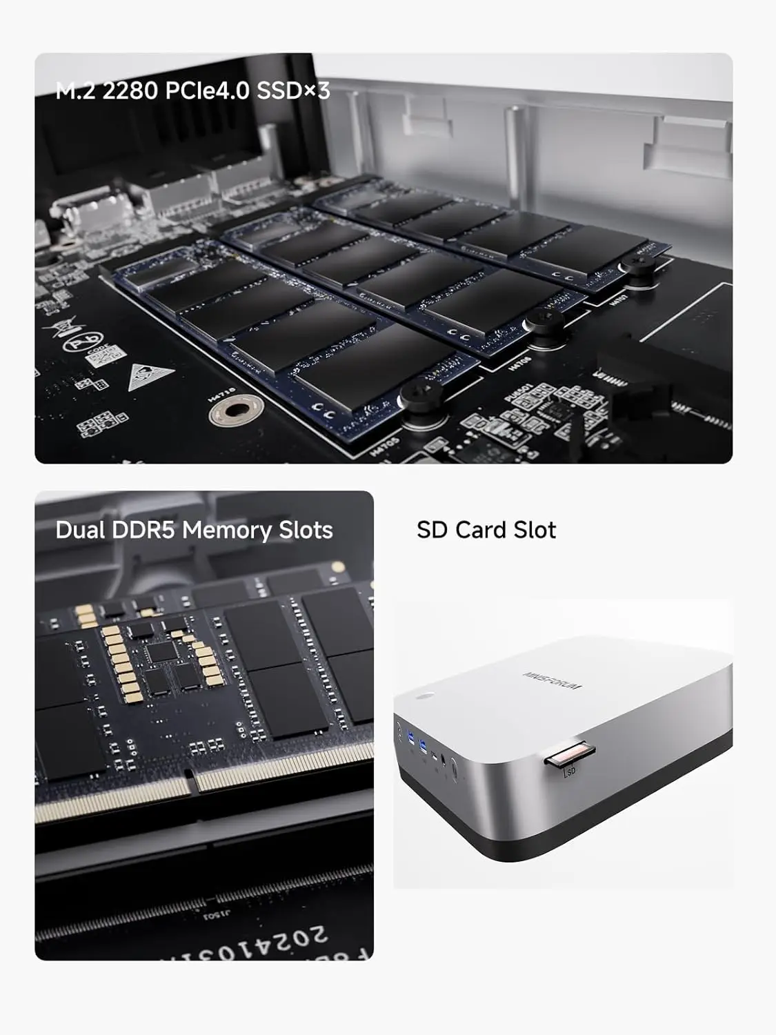 كمبيوتر MINISFORUM AI X1 Pro AMD AI 9 HX 370 بصمة الإصبع + PC 128GB 4TB WiFi7 BT5.4 مدمج 135 وات OCulink للتخزين الشامل AI