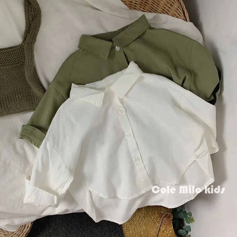 Children's Shirts Spring and Autumn Boys and Girls Shirts Cotton Linen Casual Loose Baby Shirts Children's Coat