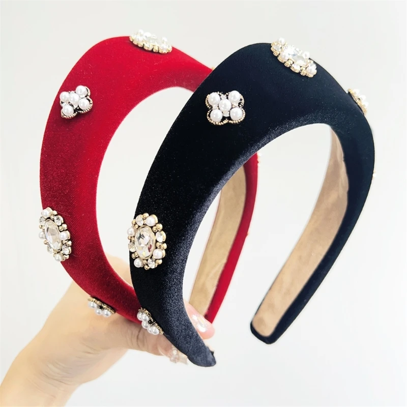 

3 шт. стильные черные плюшевые повязки на голову с жемчугом для женских украшений для волос, модная повседневная одежда, головные уборы, аксессуары для укладки